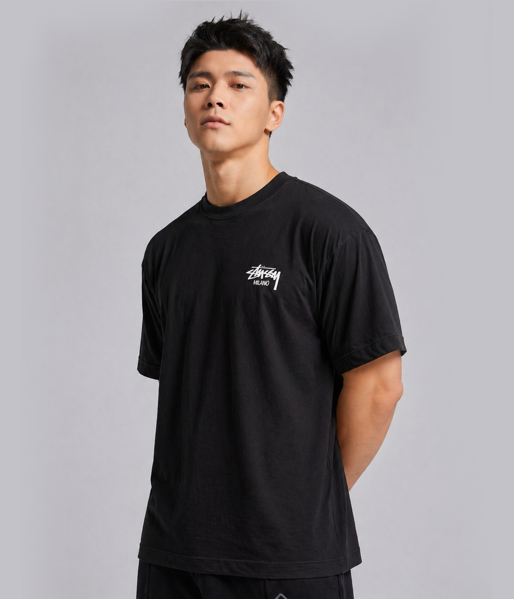 Camiseta Oversized Stussy Chad - Preta