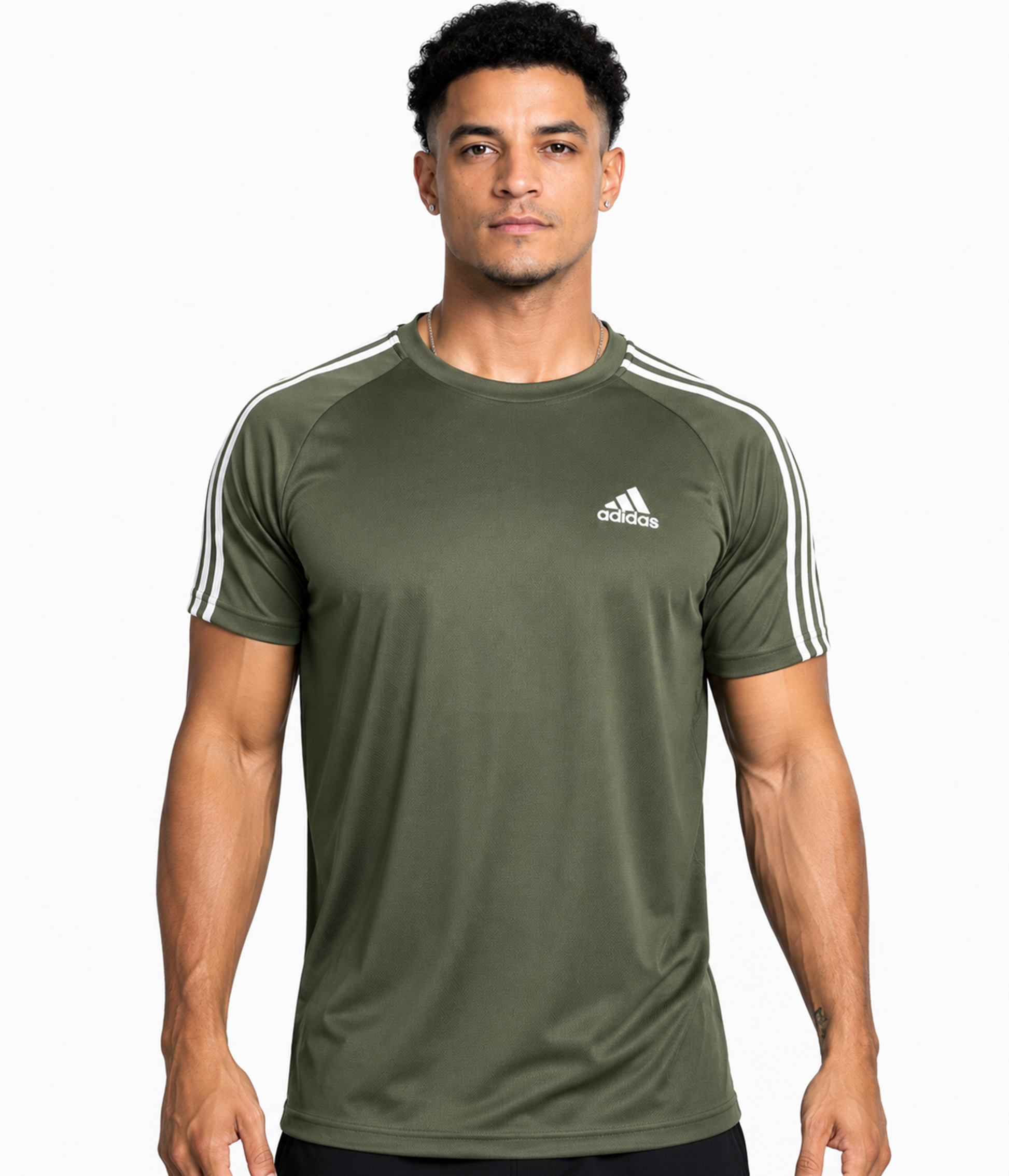 Camiseta Dry Fit Adidas III Listras Ombro