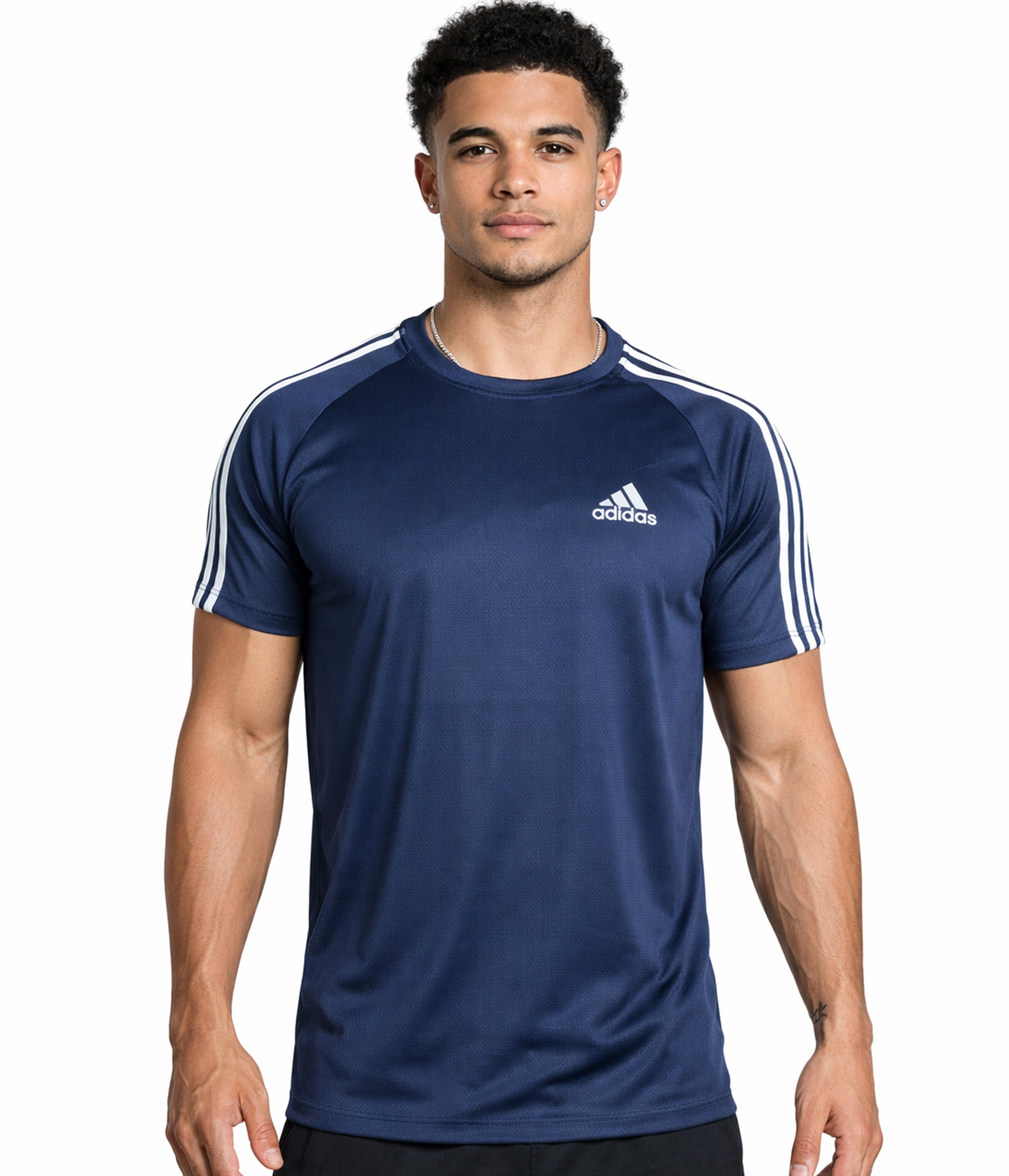 Camiseta Dry Fit Adidas III Listras Ombro