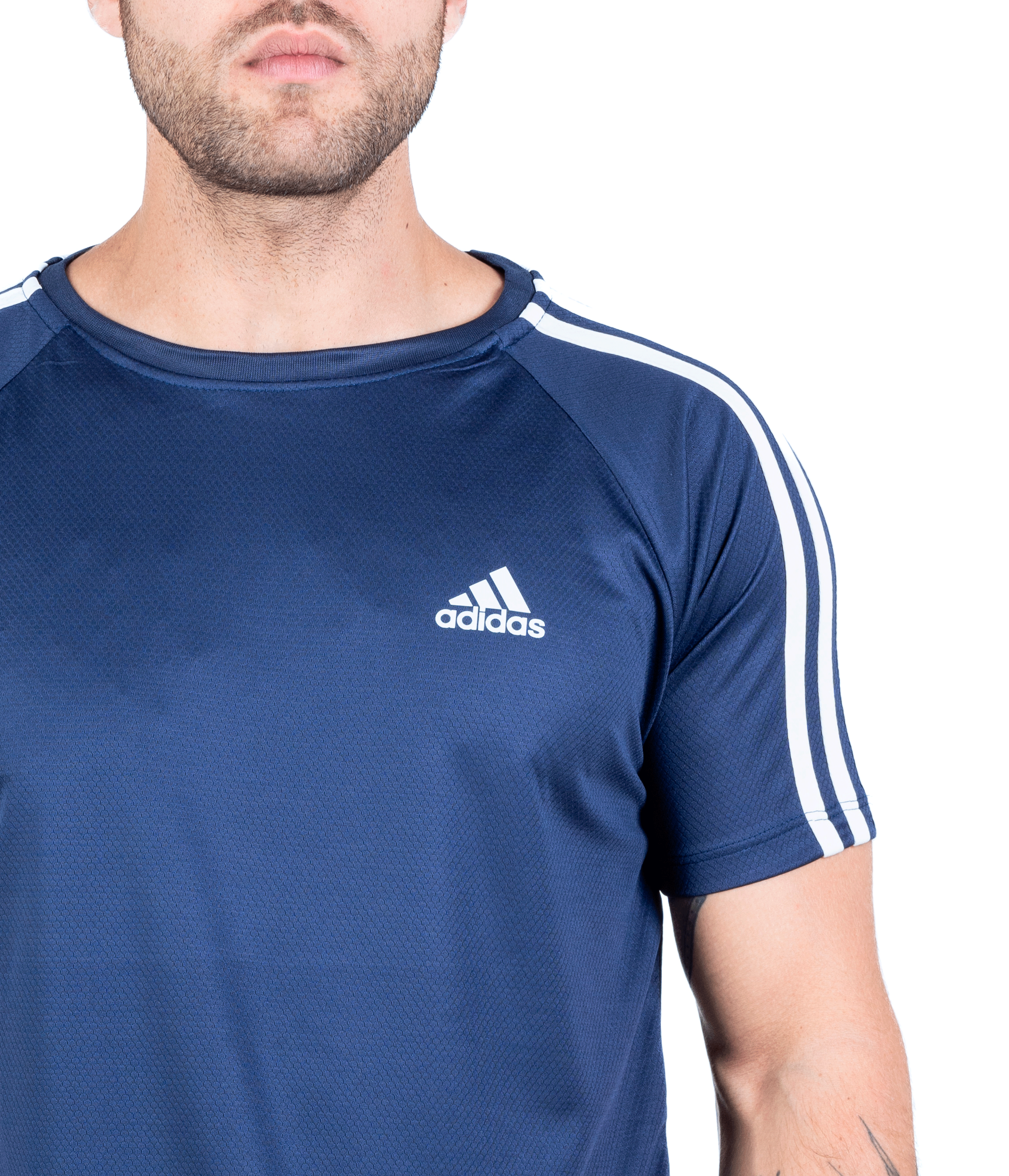Camiseta Dry Fit Adidas III Listras Ombro