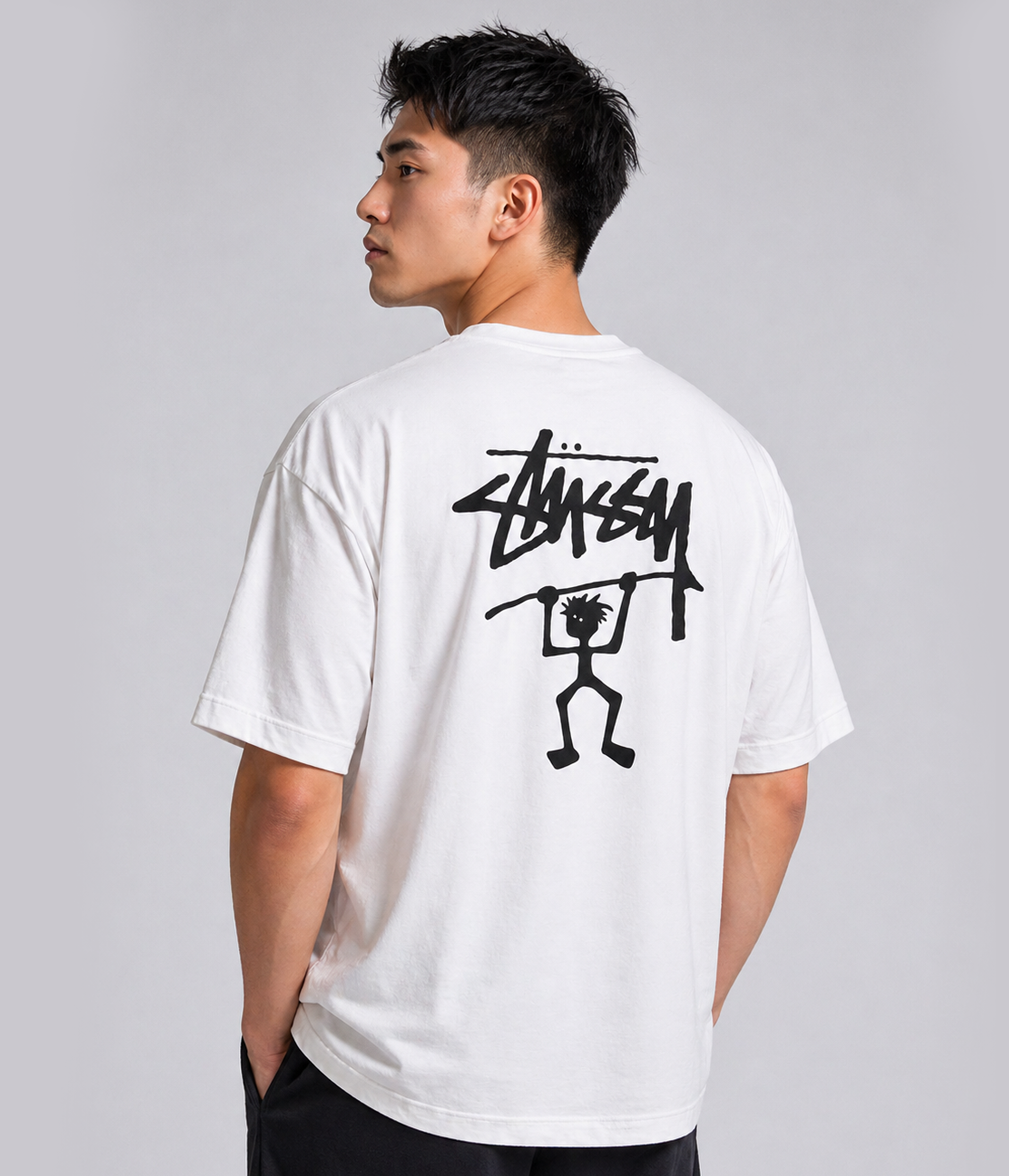 Camiseta Oversized Stussy Chad - Branca