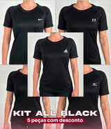 Compre 3 e Leve 5 - Kit ALL BLACK 5 T-shirt Feminina Dry