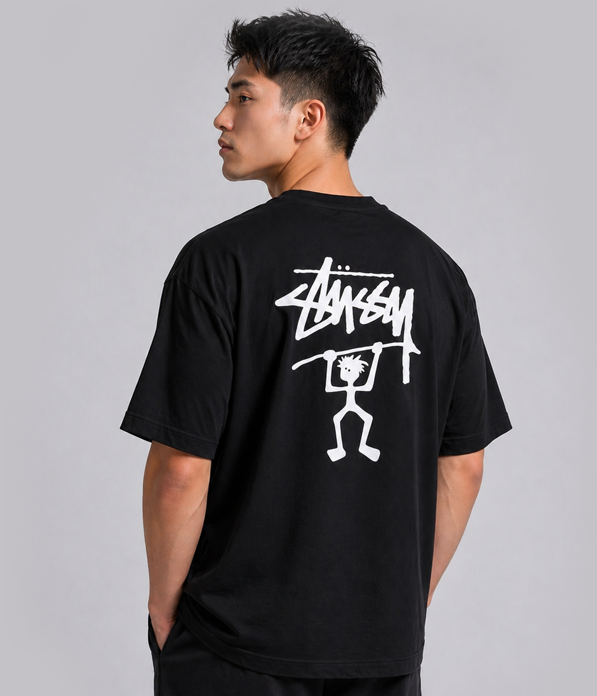 Camiseta Oversized Stussy Chad - Preta